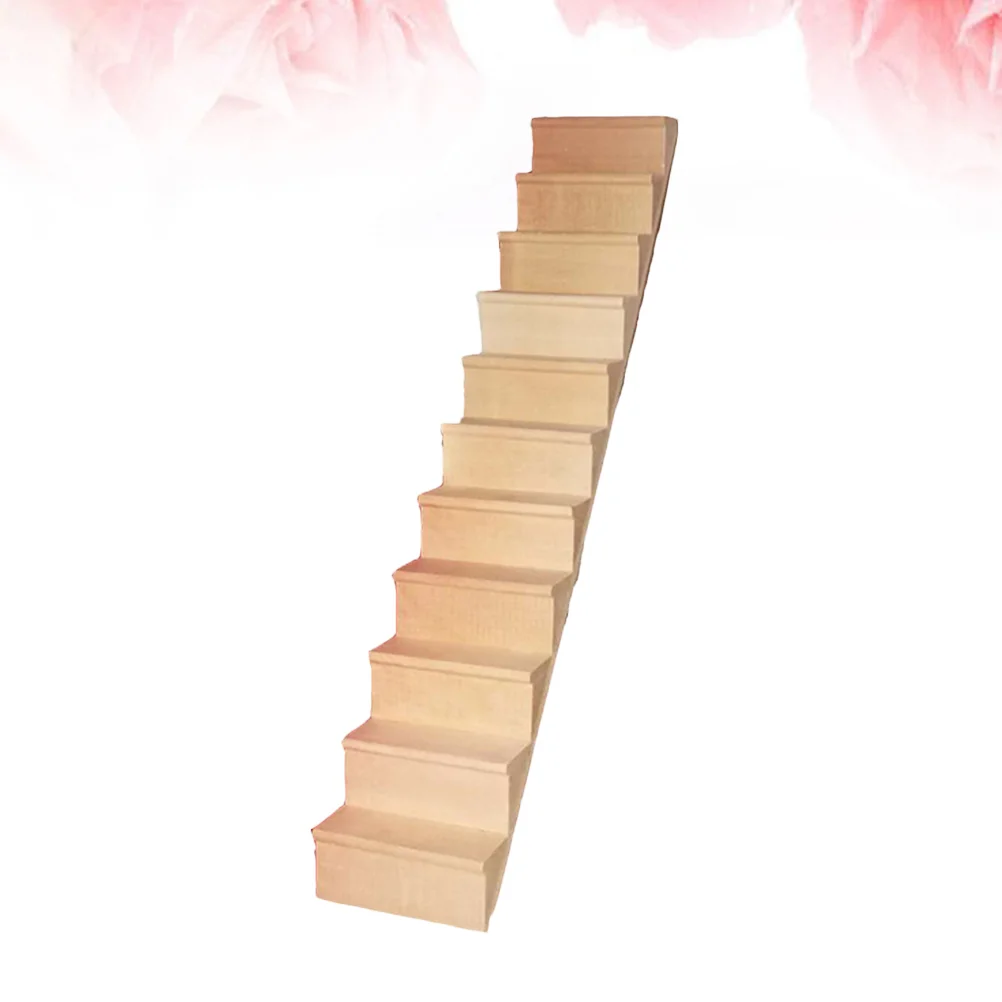 

Mini Wooden Staircase Miniature Stairs House Stair Furniture Model Handrail Wood Ornaments Ladder Table Accessories Diy Steps