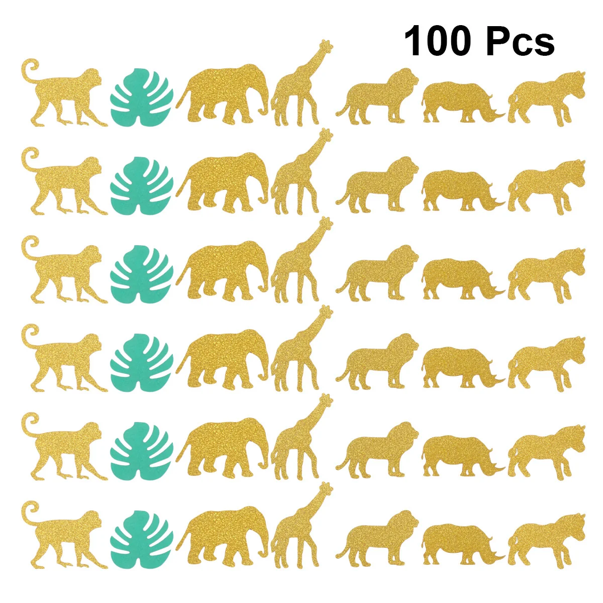 

Party Jungle Paper Animal Scatters Table Leaf Monstera Tropical Ornament Decoration Birthday Glitter Zoo Palm Leaves