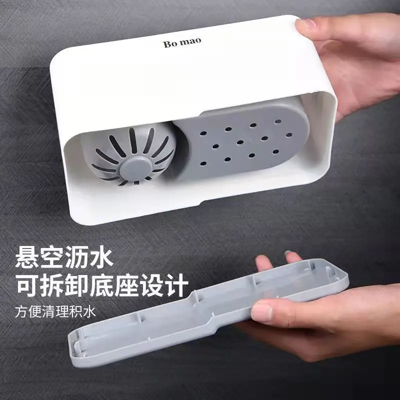 wall mounted toilet brush bathroom storage grid drainage toilet brush household long handle silicone cleaning set supplies box free global shipping