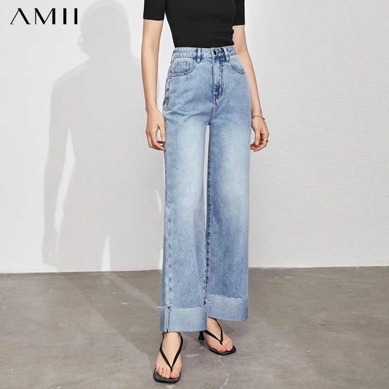 

Amii Minimalism Summer New Jeans For Women Fashion High Waist Straight Thin Women's Pants Streetwear Women's Trousers 12140671