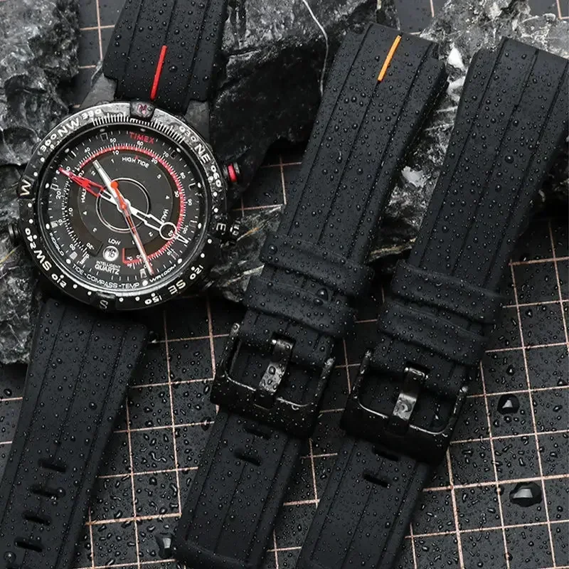 Фото Ремешок для часов Timex T2N720 T2N721 TW2T76300, браслет с выпуклым интерфейсом 26*16 мм, резиновый силиконовый ремешок, аксессуары для часов. №2