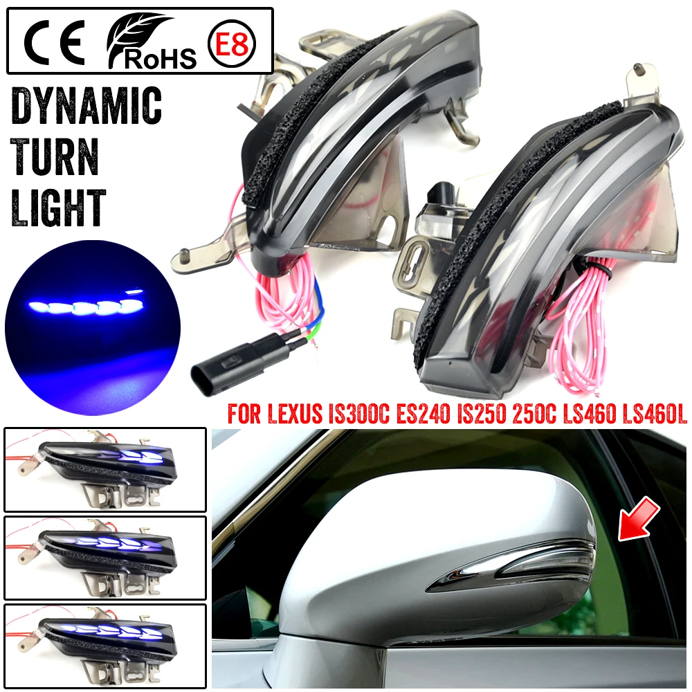 

2pcs Dynamic Turn Signal LED Light Side Mirror Indicator For Lexus IS250 IS300C IS250C LS460 LS460L ES240 Car