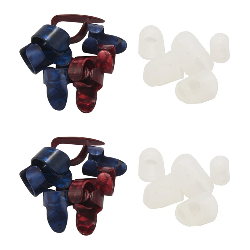 

Includes 16 Pieces Guitar Thumb and Finger Picks (Metal and Blue Celluloid), 10 Pieces Clear Guitar Finger Protectors