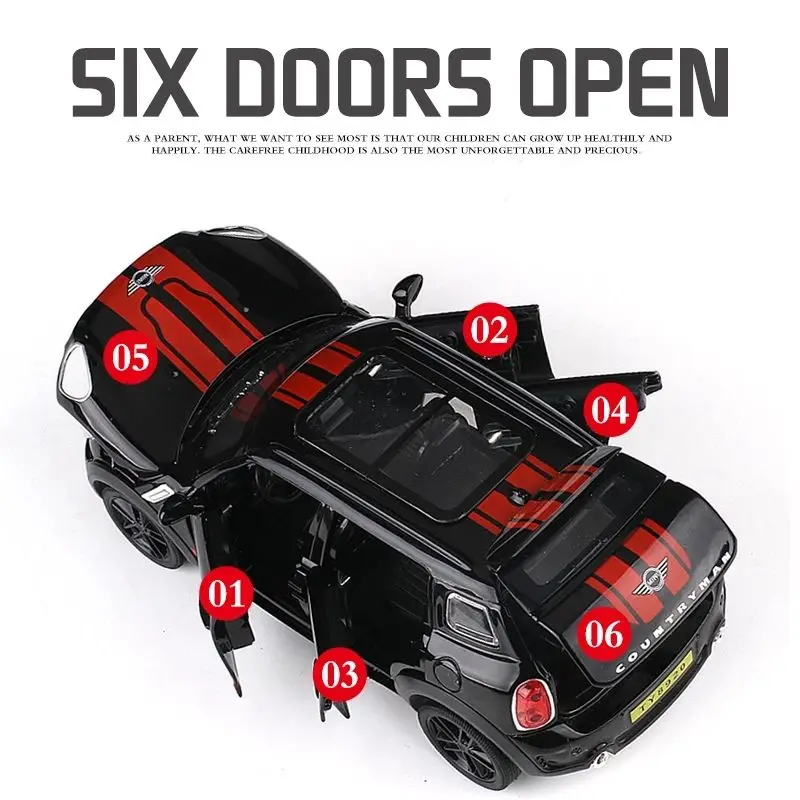 Модель автомобиля BMWS Mini Countryman масштаба 1:32 из литого сплава для игрушечных транспортных средств MINI Coopers Pull Back.