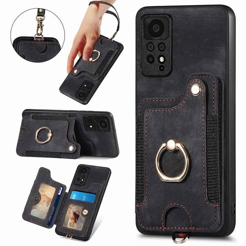 

Ring Holder Flip Leather Phone Case For XiaoMi 13 12 11 Lite 11T 12T Poco X5 X4 X3 F3 F5 M5 C31 M4 Pro Wallet Card Strap Cover