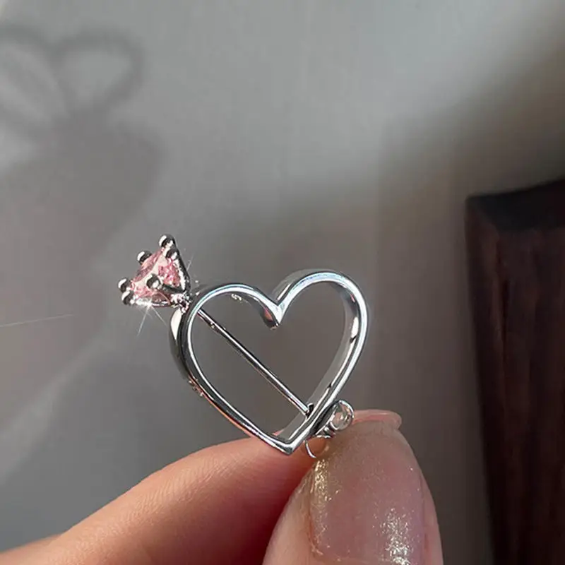 

Classic Heart Earrings For Girls Ear Accessories Charming Crystal Pink Stud Earrings Silver 925 Needle Female Piercing Bijou