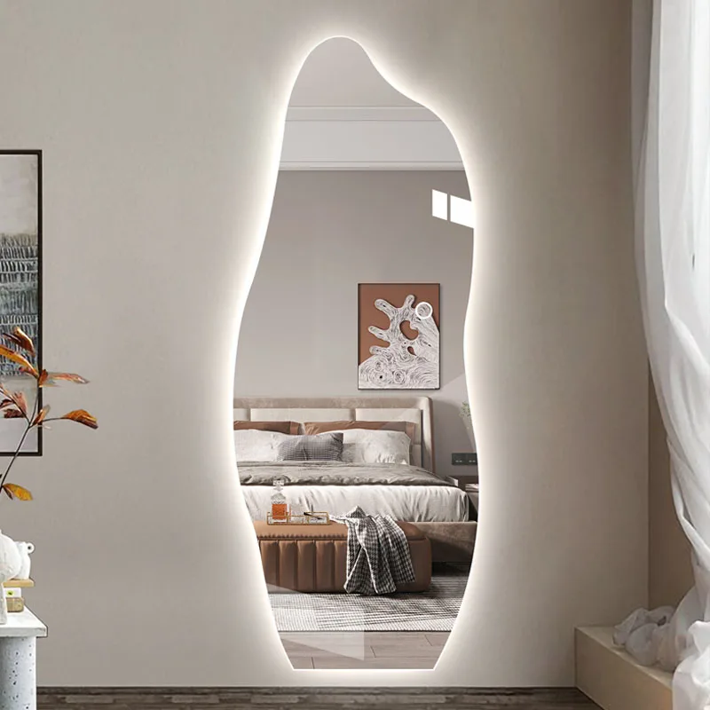 

Length Light Mirrors Nordic Standing Floor Bedroom Decorative Mirrors Makeup Adhesivo Pared Decorative Home Makeup Decorations