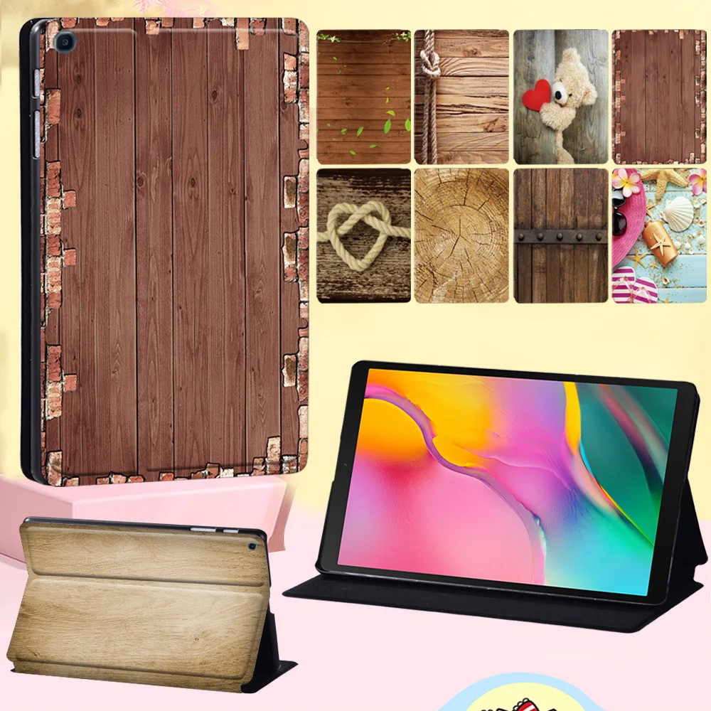 

For Samsung Galaxy Tab A 8.0 2019 T290 T295 Wood Series Tablet Case Anti-Dust Leather Stand Cover High Quality Protective Shell