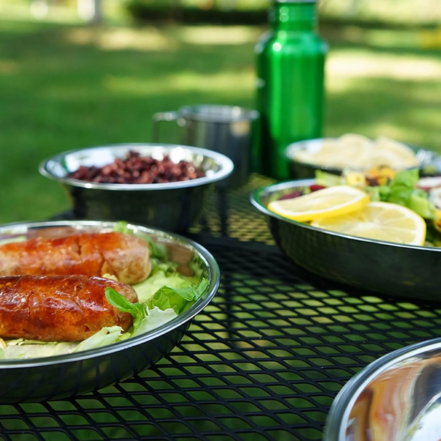 Набор из 17 тарелок и мисок нержавеющей стали для кемпинга наборы набор посуды