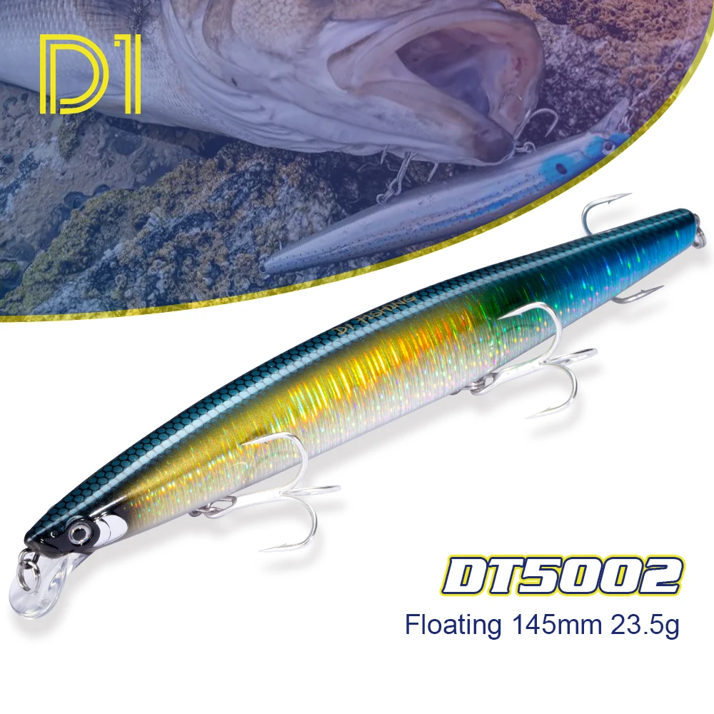 D1 Sea Bait of BKK Hook Suspending Fishing Lure 145mm 23.5g120mm 19.5g Artificial Minnow Wobbler Pofessional for Bass Tackle
