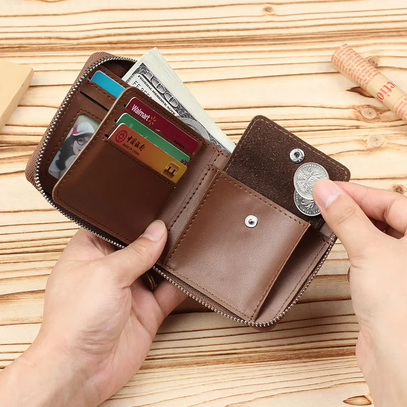 Men's Zipper Wallet Men PU Wallet Photo Holder Bank Card Holder Purse for Male Note Compartment Coin Pocket Wallets purses 2022