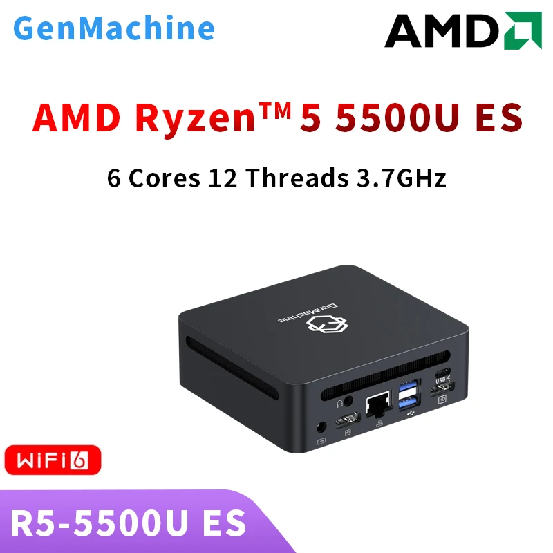 Мини-ПК GenMachine Ren5000 5500U ES AMD Ryzen5 процессор Windows 11 DDR4 64 ГБ 3200 МГц WiFi6