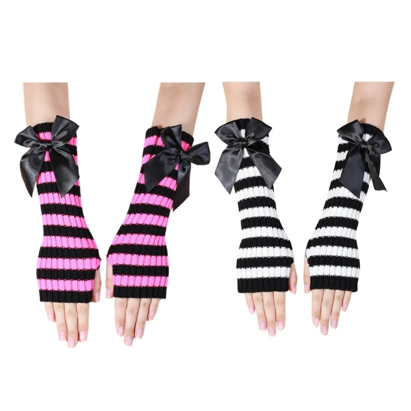 

Новые стильные перчатки с открытыми пальцами, эластичные вязаные женские удлиненные рукавицы на запястье