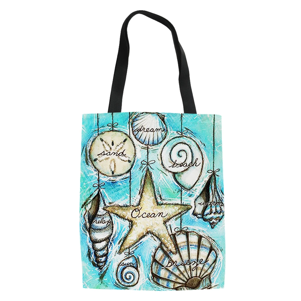 Cartoon Conch Print Capacity Handle Bag Adult Student Outdoor Shopping Bag Lightweight Daily Decoration Draagtas