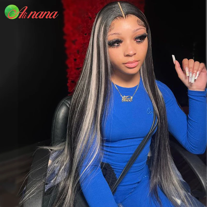 Прямые парики из человеческих волос серого и светлого цвета для черных женщин