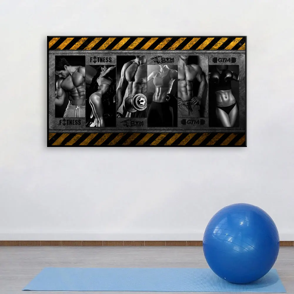 Мужские и женские мужские Плакаты для бодибилдинга печать на холсте настенное