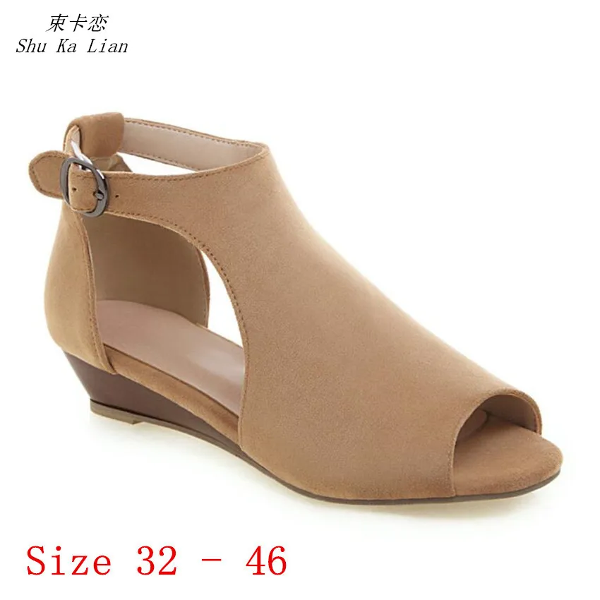 

Wedges Women Shoes Low Med Heels Peep Toe Woman Wedge Casual Low Med Heel Shoes Ladies Small Plus Size 32 - 46