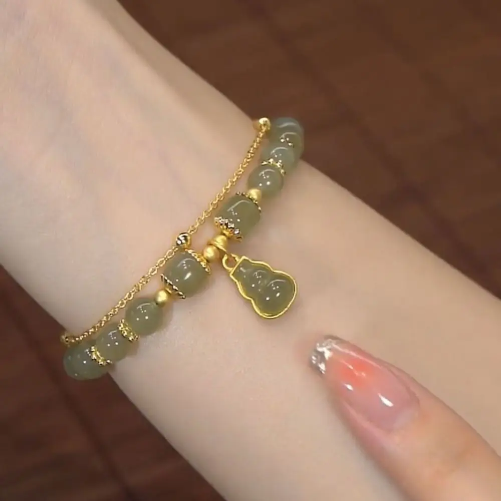 

Cute Retro Gift Personality Handmade Craft Handmade Bracelet Jade Gourd Bracelet Jade Bead Bracelet Women Bracelets