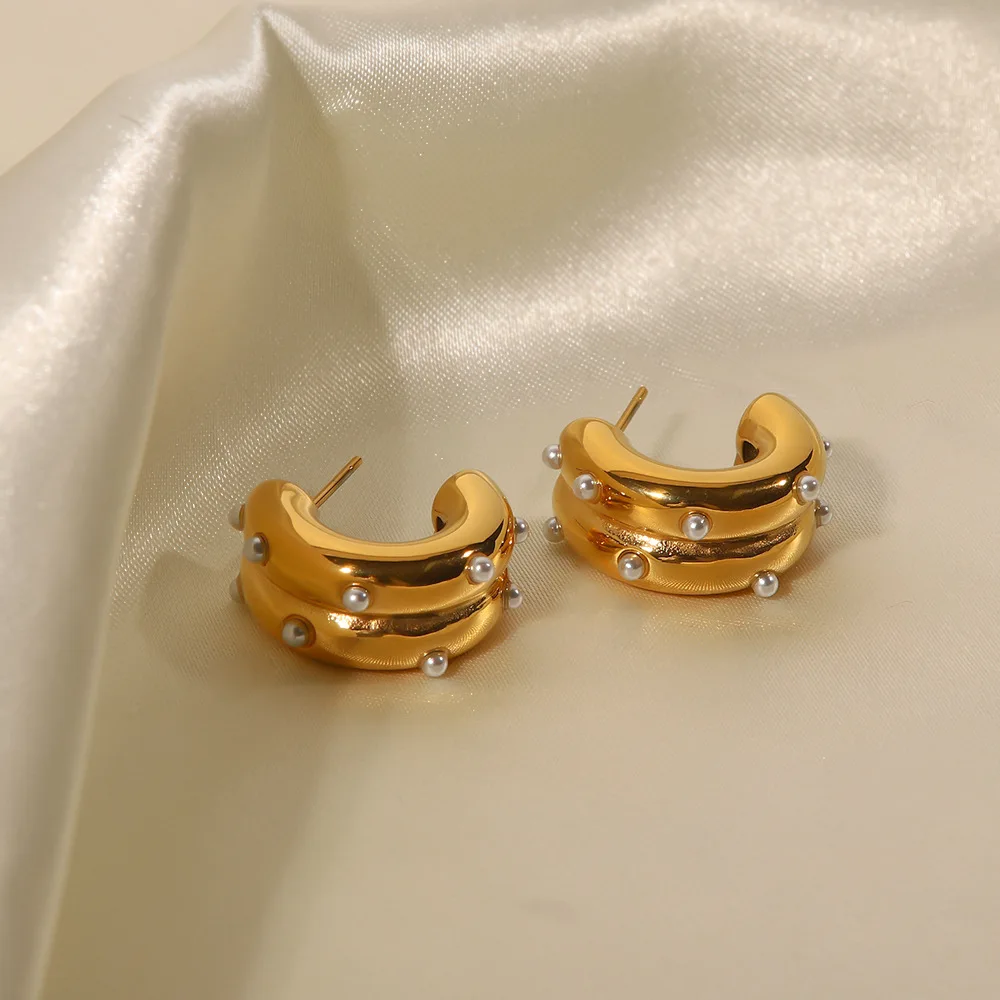 

DEAR-LIFE New fashion geometric metal irregular French with zirconia earrings light luxury earrings fashion jewelry for women