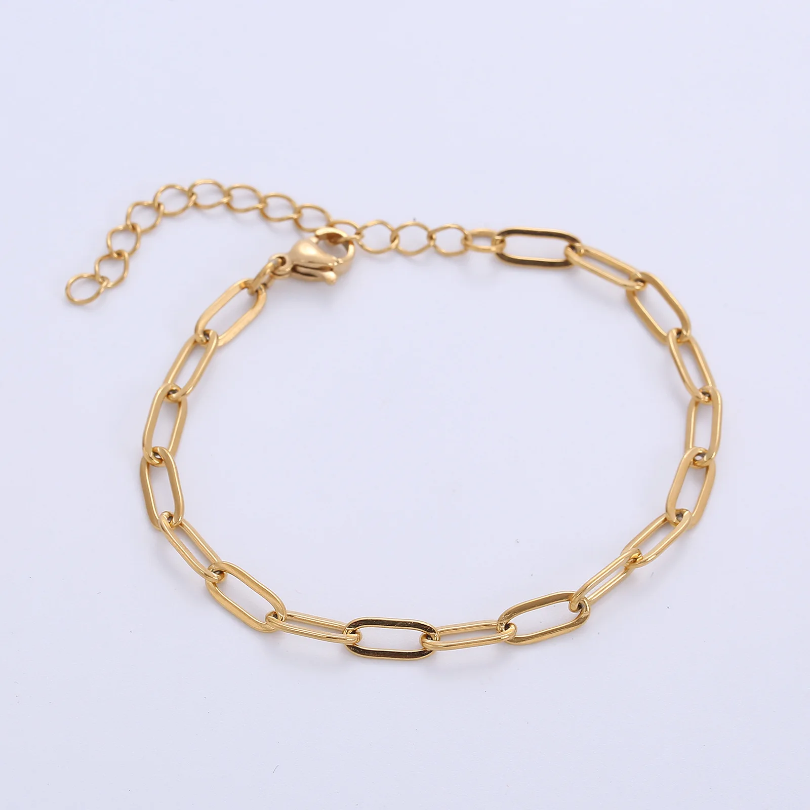 

Stainless Steel Bracelets Fashion Paperclip Link Chain Gold Color 4MM 7MM Charm Bracelet for Women Jewelry Party
