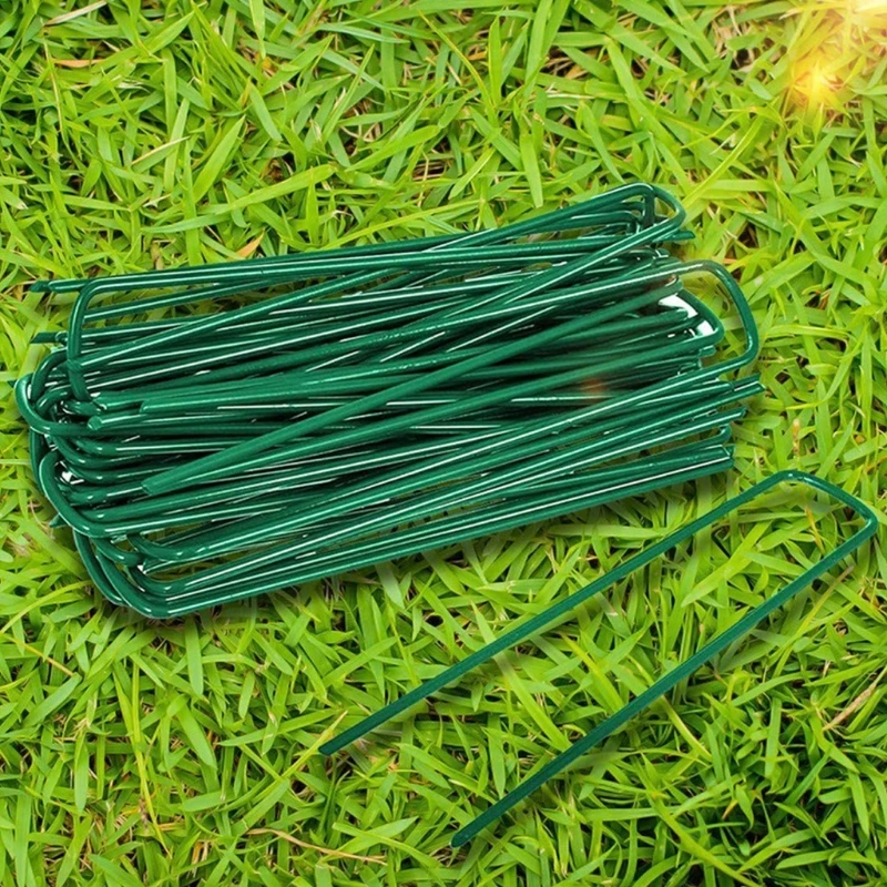 10Pieces Garden Stakes Galvanized Landscape Staples U-Type Turf Staples for Artificial Grass Rust Proof Sod Pins Stakes