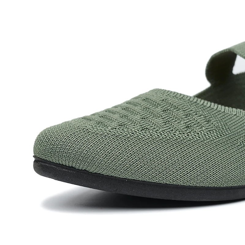 Туфли женские с острым носком однотонные вязаные без застежки дышащие балетки