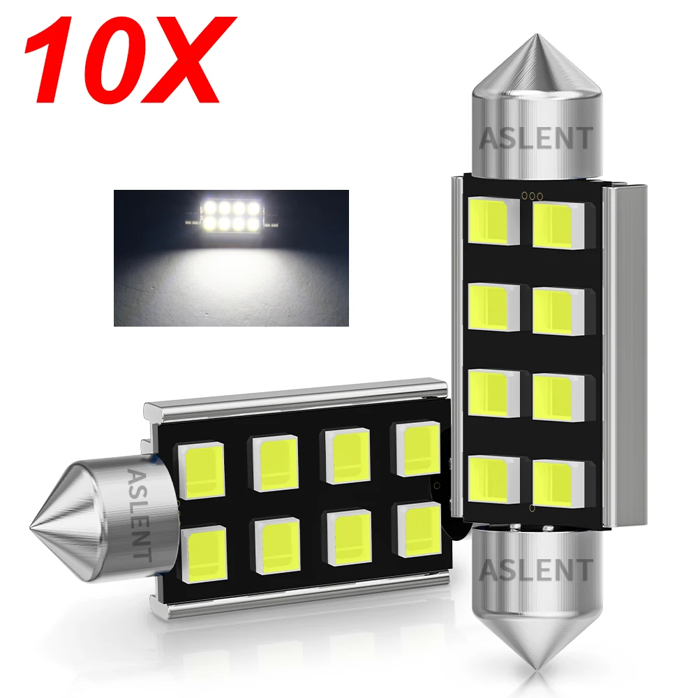 10X Festoon 8 Smd LED 31 мм 36 39 41 CANbus C5W Led ERROR FREE 5630 5730 Интерьер Читание Белый 6000K 12V Лампы
