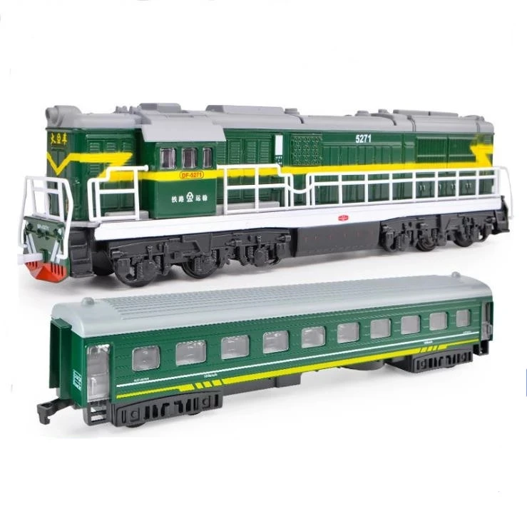 

1:60 Mini Pull Back Alloy Train Diecast Model Toy Truck Sound and Light Green Trains Simulation Collection Gifts Toys for boys
