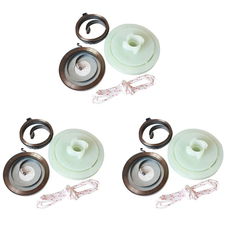 3X 5200 5800 52Cc 58Cc For Chinese Chainsaw Easy Starter Recoil Spring Pulley Rope Repair Kit Gas Saws