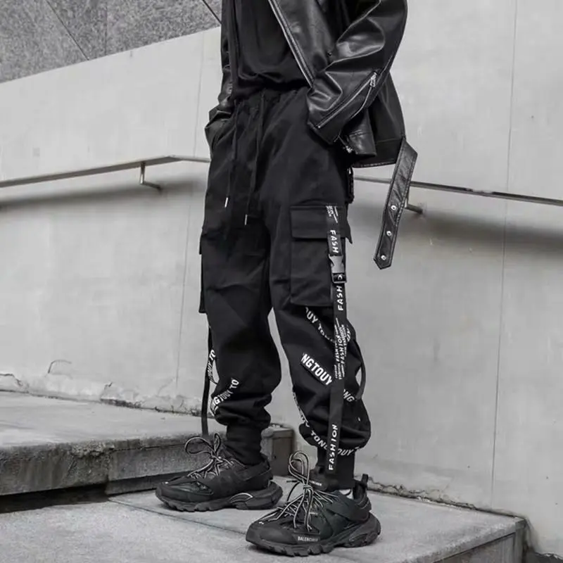 

QIWN Autumn Cargo Pants Men's Loose Multi-pocket Casual Leggings Pants Men's Hip Hop Pants Hip Hop Cargo Pants Men Clothing