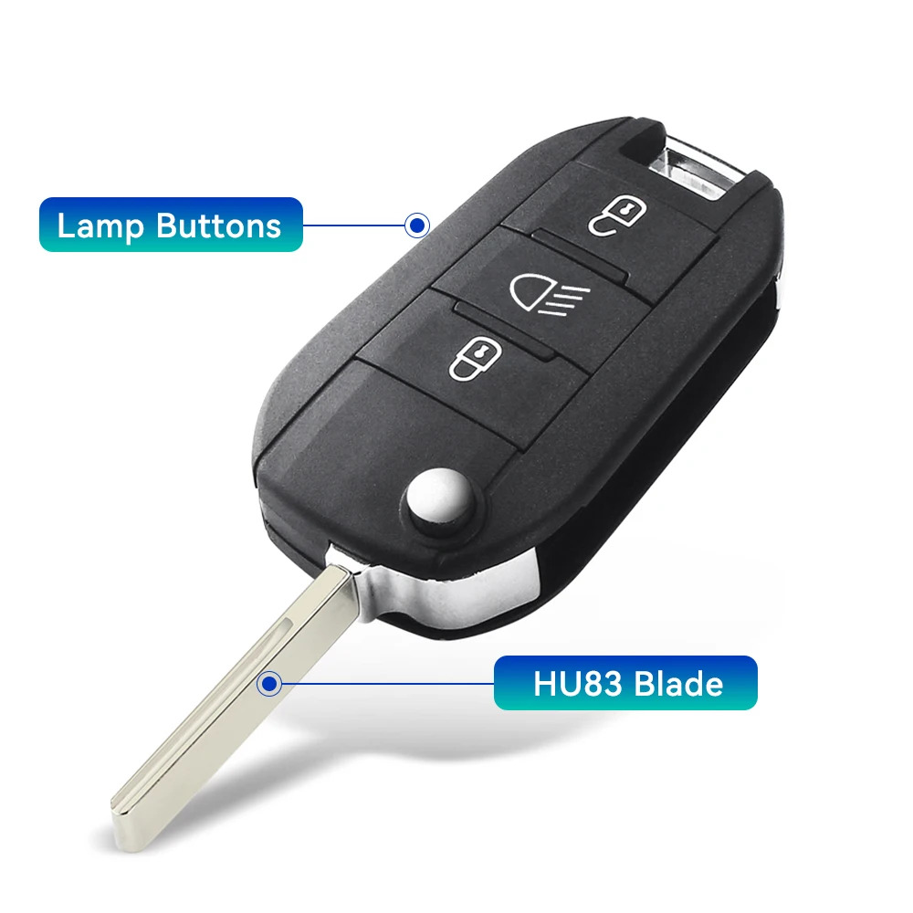

Дистанционный ключ KEYYOU для автомобиля, 3 кнопки, брелок для Peugeot 208, 2008, 301, 308, 5008, 508, Citroen C-Elysee, Φ ID 46, чип PCF7941, 434 МГц