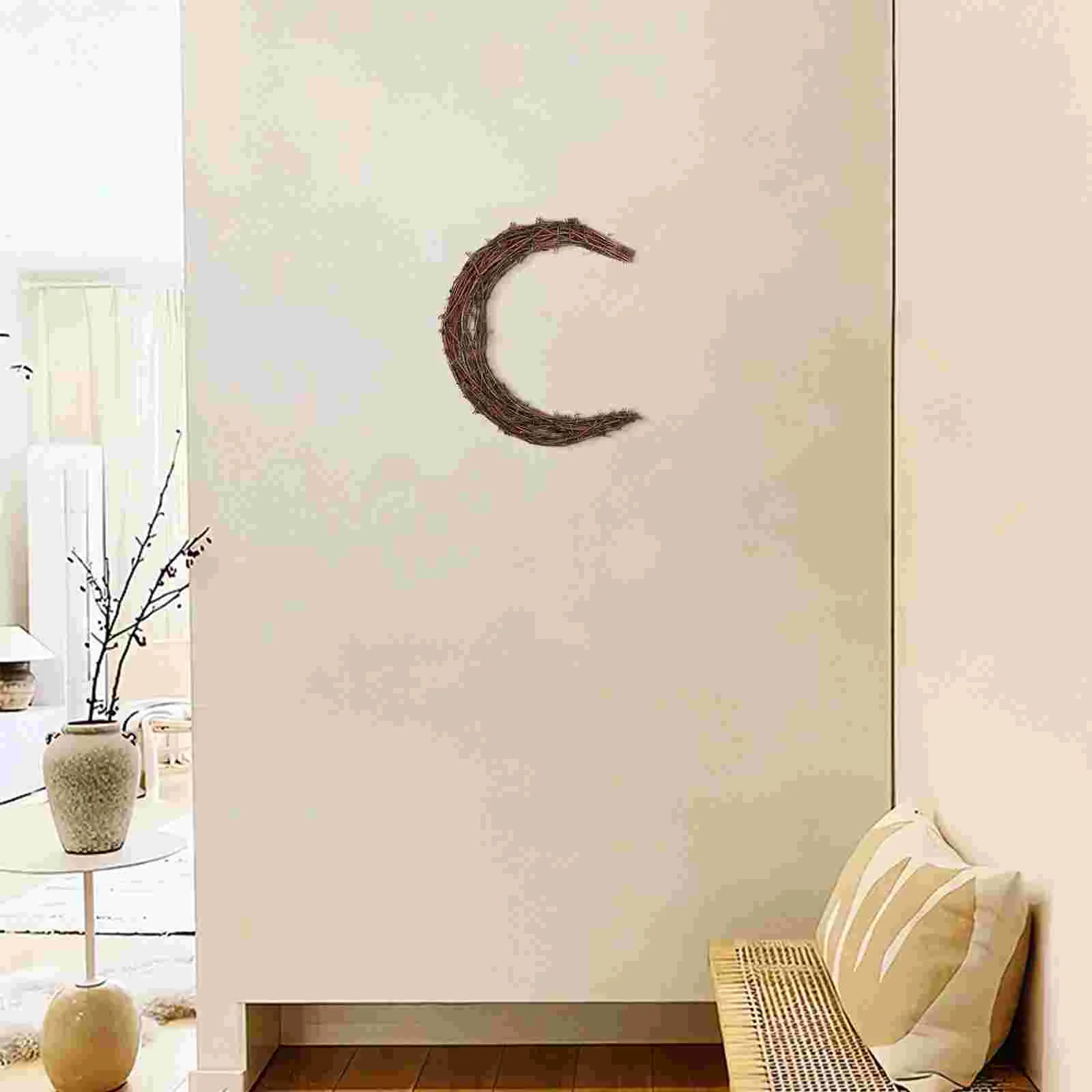 Хэллоуин Венок Смолакс Гбрабра Ротанг Открытый Свадебный Декор Круг Луна для DIY