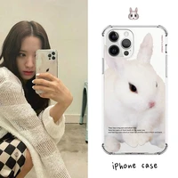 jome korean cute white rabbit phone case for iphone 11 12 13 pro max xs max x xr se 7 8plus transparent soft all inclusive cover