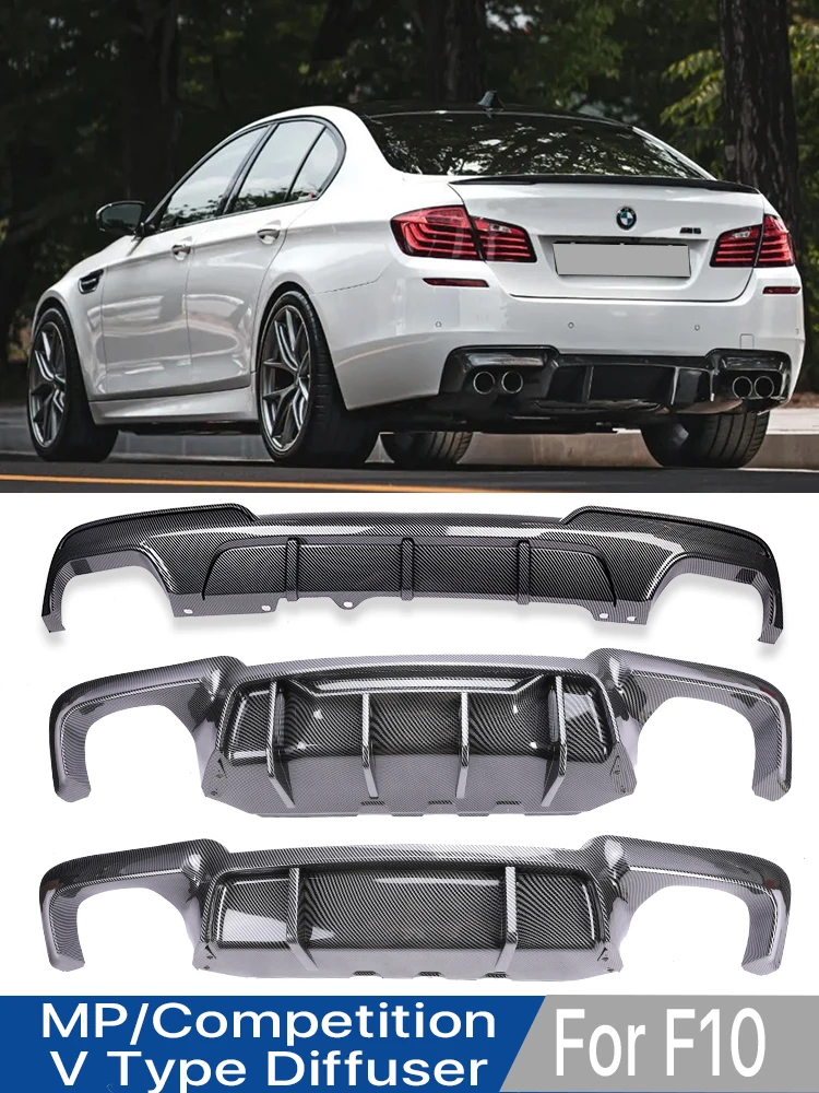 M5 Performance Rear Bumper Diffuser Spoiler Competittion V Type Style Gloss Black For BMW 5 Series F10 M Sport Tech 2010-2016