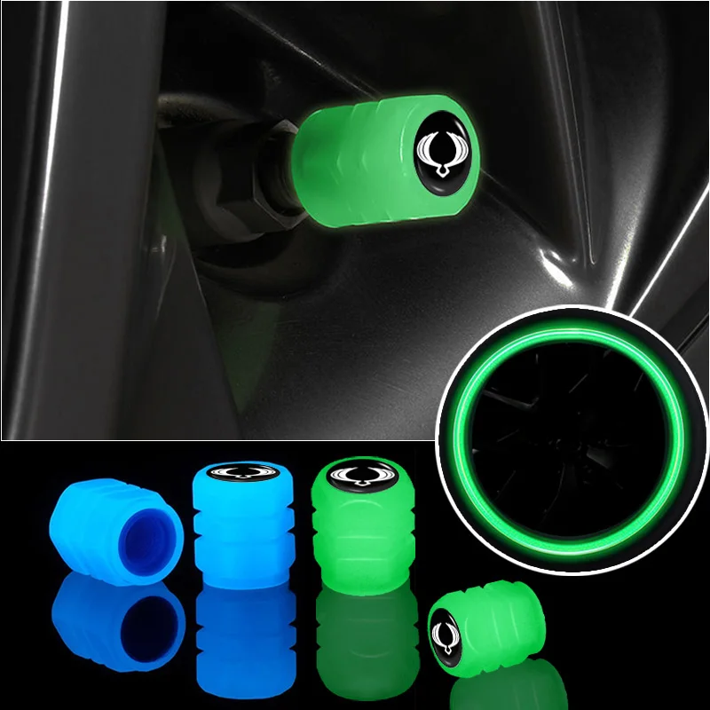 

4Pcs Car Tyre Luminous Valve Caps Fluorescent for SsangYong Sport Korando Actyon Rexton 2 Kyron 2021 2015 2019 M200 Accessories