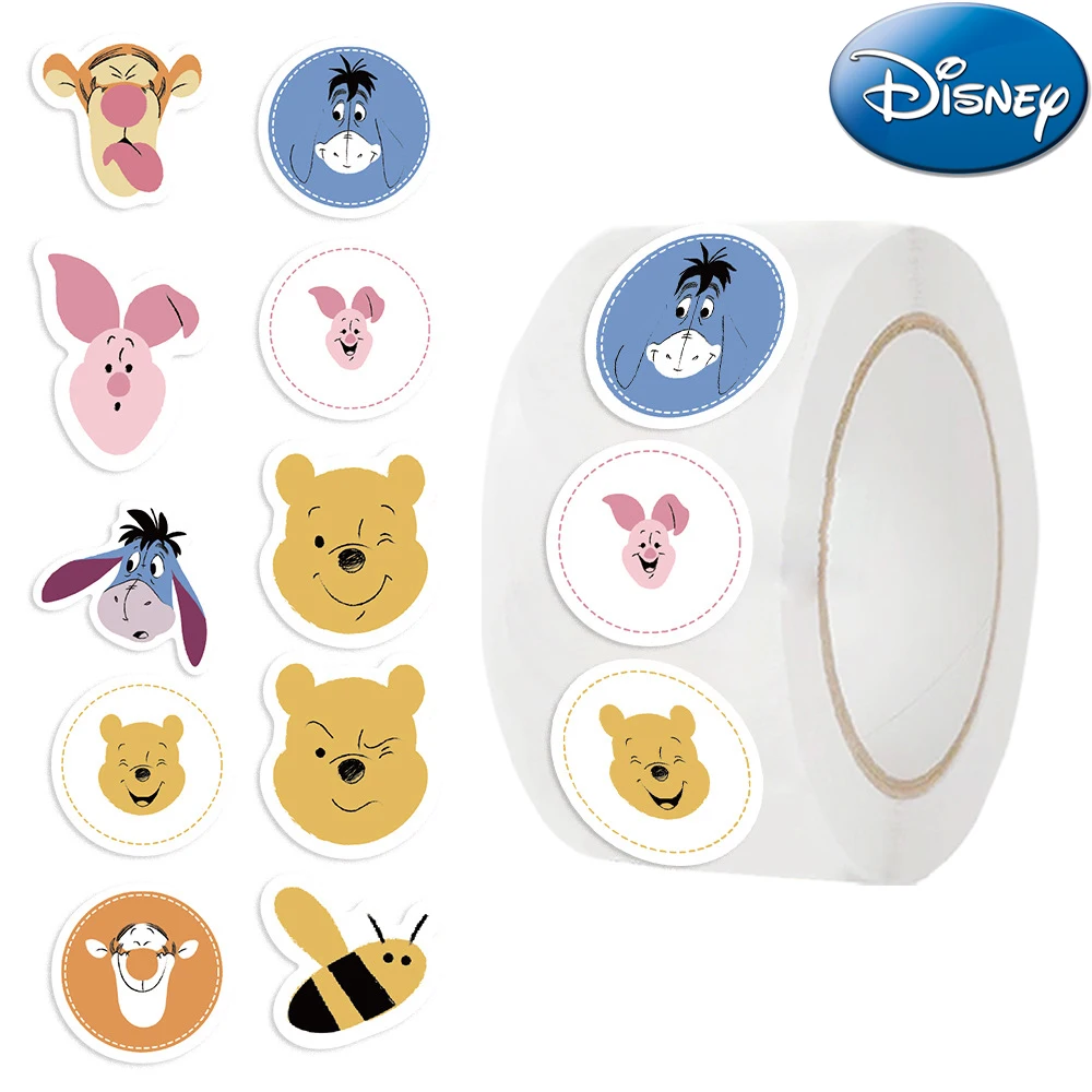 500 шт./рулон Дисней Милый Пух Винни Наклейки Забавный мультфильм DIY ПВХ для