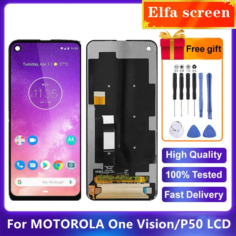 100% тест для Motorola One Vision LCD moto P50 XT1970 ЖК-дисплей сенсорный экран дигитайзер в сборе Замена One Action XT2013