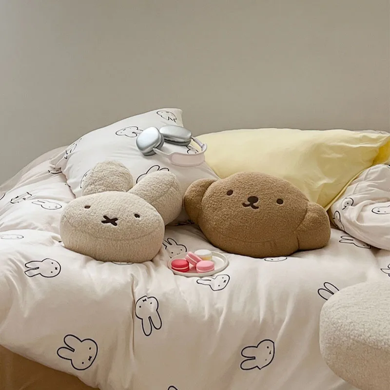 Miffys Throw Pillow Kawaii Rabbit Plush Toy Baby Comfort Pillow Sitting Room Sofa Bedside Pillow Cartoon Office Back Cushion images - 6