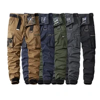 mens military trousers casual cotton solid color cargo pants men outdoor trekking traveling trousers multi pockets work pants