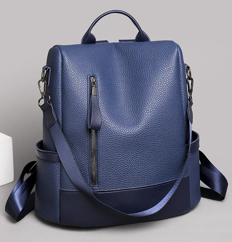 

Retro Luxury Design Youth Girls High Quality School Bag Anti theft Backpack Women's Backpack Soft Leather Women's Backpack