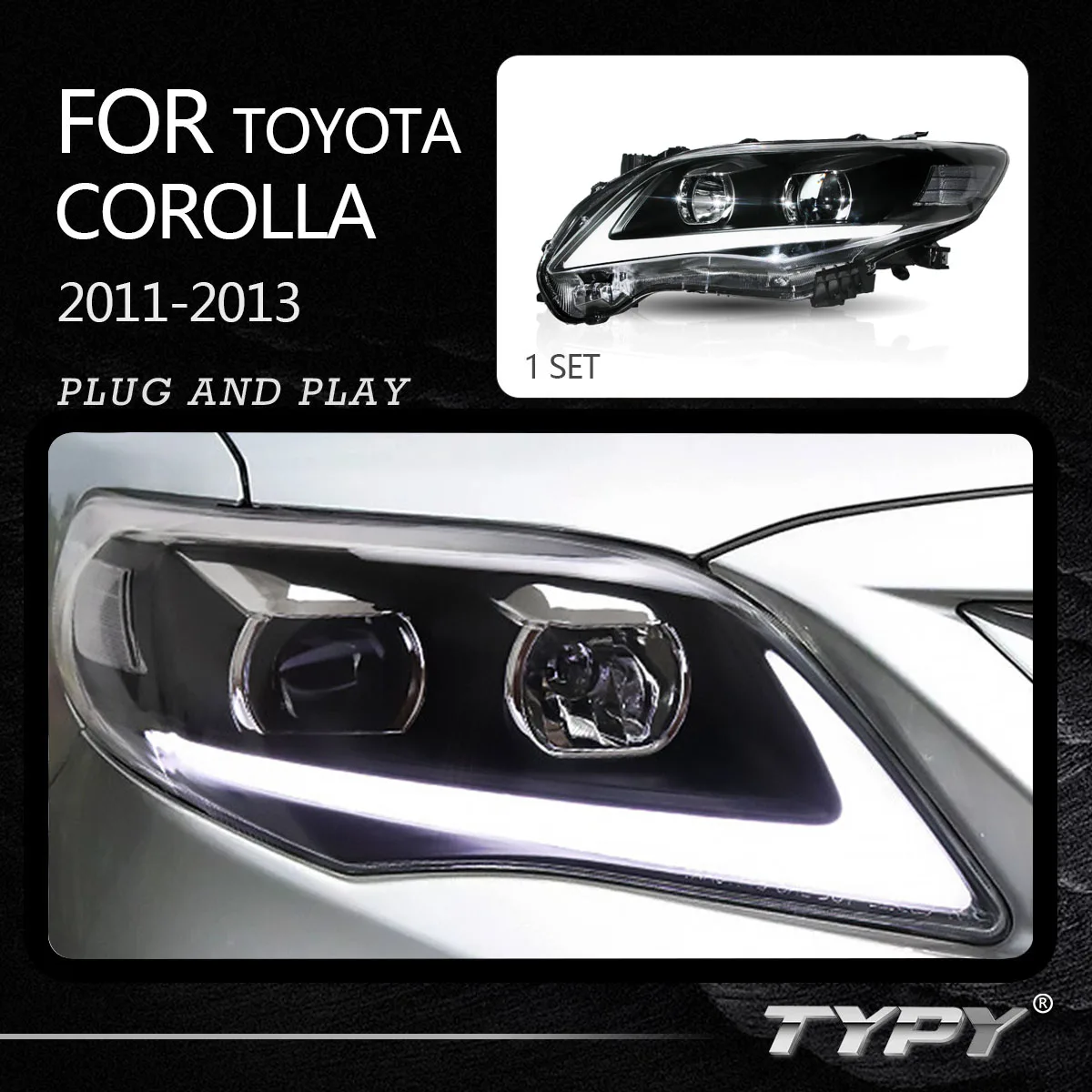 

Передняя фара головного света с дневными ходовыми огнями и указателем поворота для Toyota Corolla светодиодный, фара 2011 2012 2013