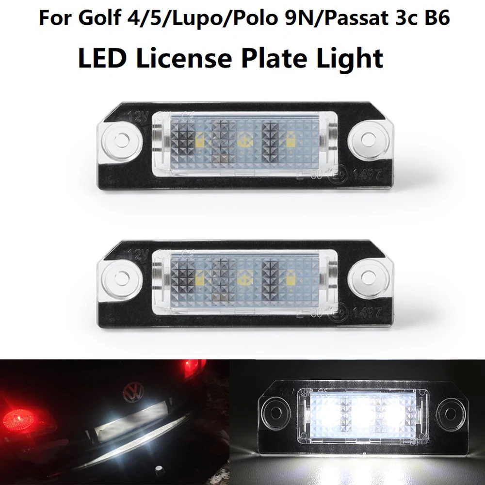 2X Auto Hinten LED Lizenz Nummer Platte Lichter Signal Schwanz Lampe Für VW Golf 4 Golf 5 Passat B6 Lupo polo 9N Limousine Helle Weiß