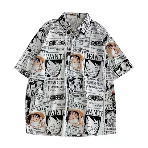 Рубашка Luffy в гавайском стиле мужская, цельный топ в стиле оверсайз, короткий рукав, Повседневная пляжная майка в стиле аниме, уличная одежда в стиле хип-хоп, лето