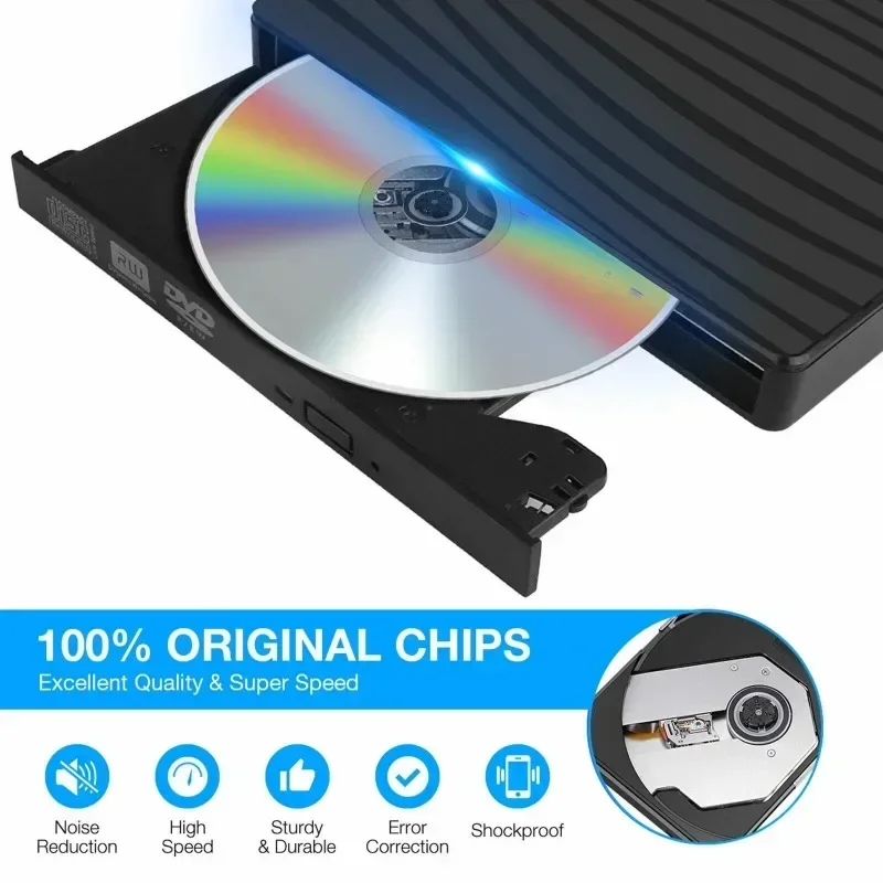 USB 3.0 Type C Портативный DVD CD +/-RW Внешняя записывающая машина Оптический привод