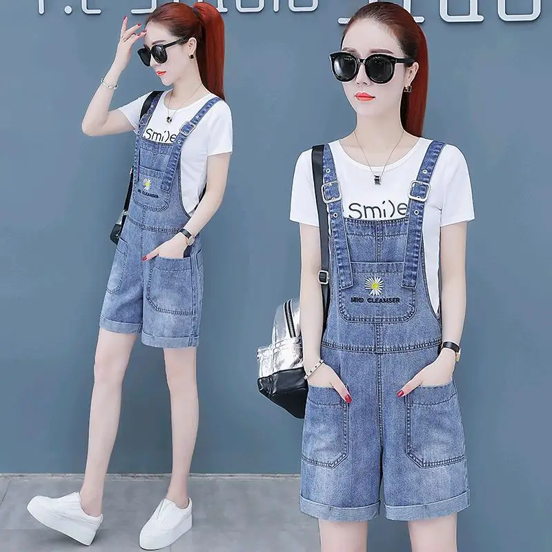 

Женский джинсовый комбинезон, повседневный комбинезон из денима с широкими штанинами, модель E02 на лето, 2022