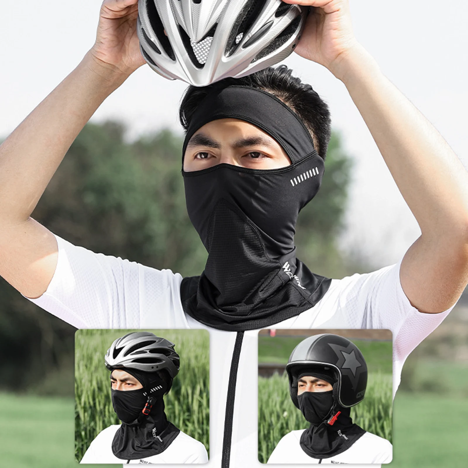 

Air-permeable Design Ice Silk Full Face Face Towel Summer New Sunscreen Hood Scarf Bicycle Headwear Hiking Cycling Equipment