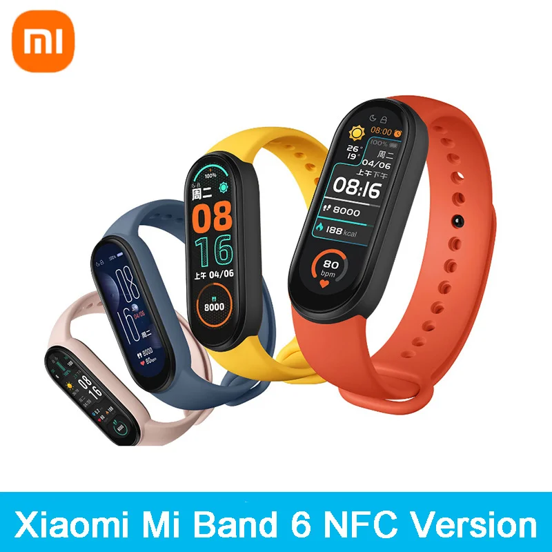 

Xiaomi Mi Band 6 NFC Smart Bracelet 1.56"AMOLED Screen MiBand 6 Heart Rate Fitness Traker Bluetooth 5ATM Waterproof Wristband