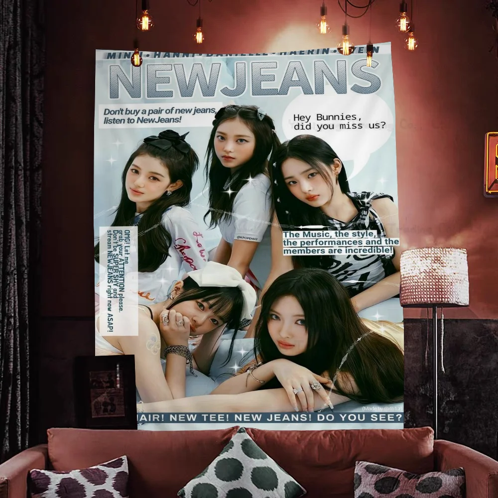 Kpop N-Newjeans DIY Wall Tapestry Art Science Fiction Room Home Decor