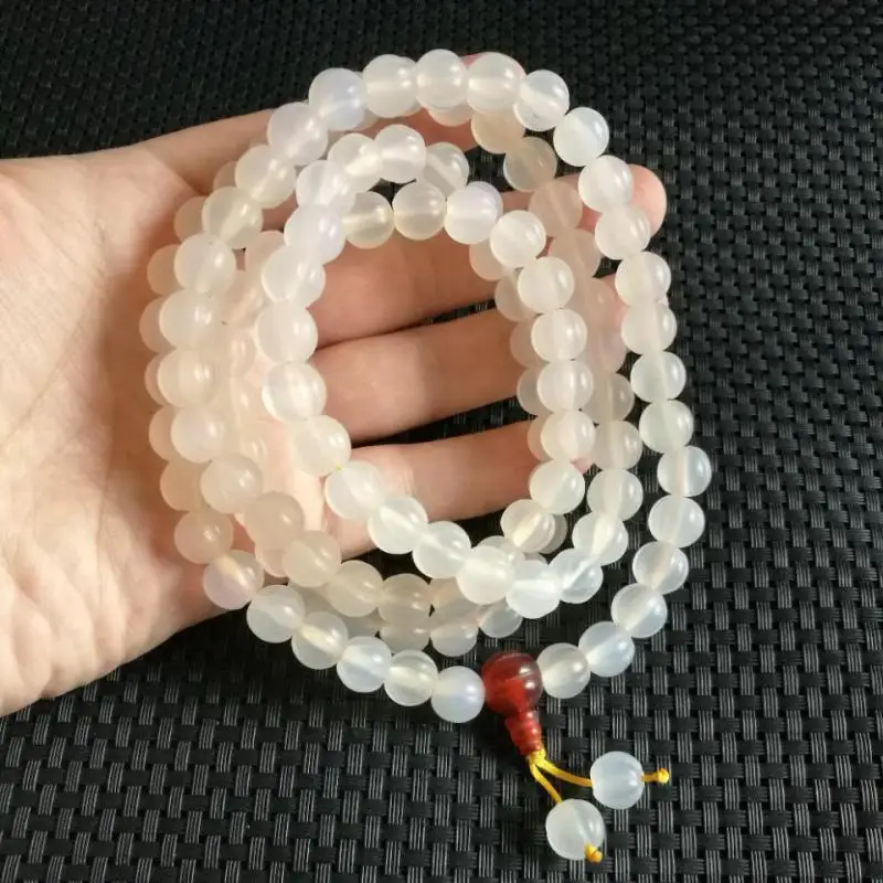 

Multilayer Tassel Charm White Jade Bracelet Men Women Healing Gemstone Natural Jade Stone 108 Pumpkin Bead Mala Bracelets Bangle