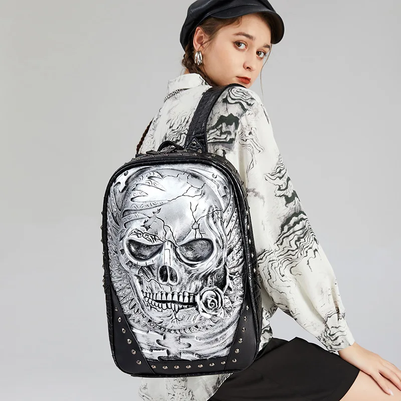 Backpacks for Women Book Bag Backpack Men Backpack School Laptop Backpack 3D Embossed Crocodile Pattern Skull Backpack New